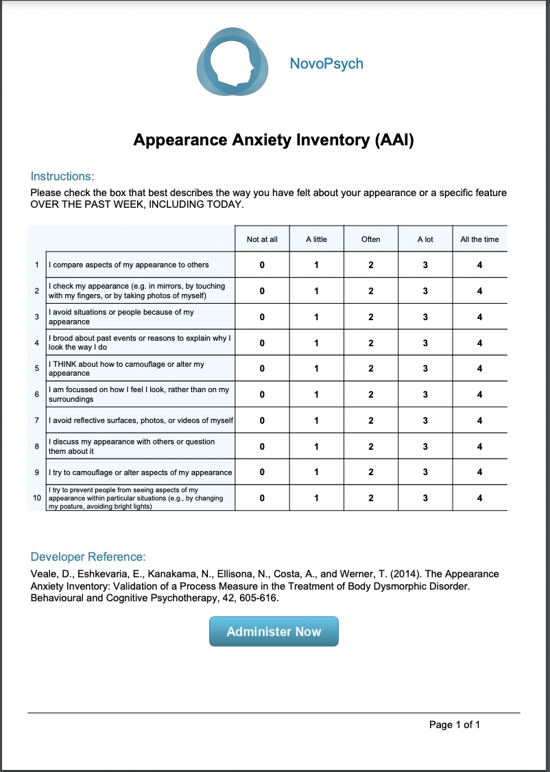 Social Appearance Anxiety Scale Scoring